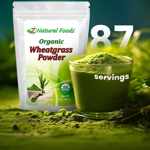 Vista 6 de Z Natural Foods Polvo de pasto de trigo orgánico, polvo de superalimento verde para batidos, jugos, batidos y recetas, polvo rico en nutrientes