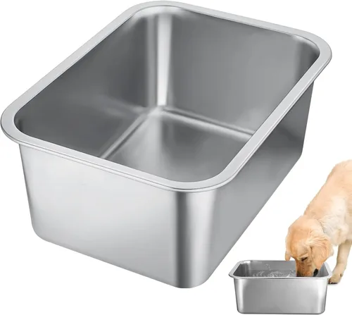 Vista 10 de Cuencos grandes para perros de 1.5 galones, tazón de acero inoxidable de grado alimenticio para agua y comida para perros, sin derrames, alta