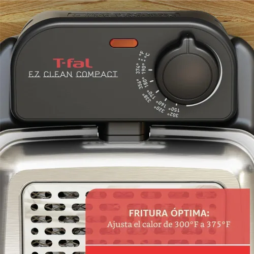 Vista 3 de T-fal Compact EZ Clean - Freidora profunda de acero inoxidable con cesta para uso doméstico, aceite de 1.8 litros y capacidad de alimentos de 1.7