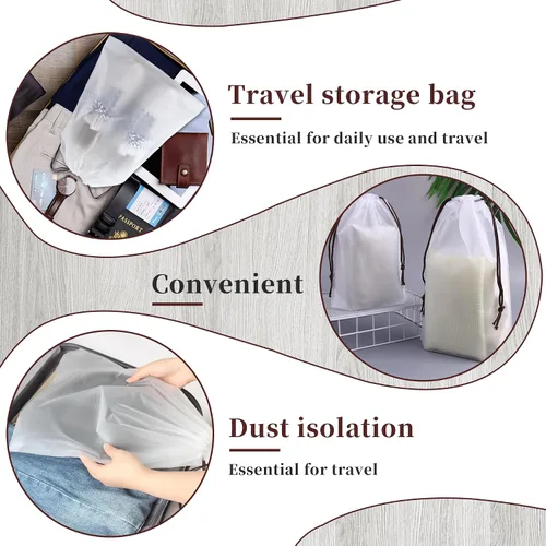 Vista 4 de Bolsas de zapatos transparentes para viajes con cuerda, bolsa de zapatos transparente grande, 11.8 x 15.7 pulgadas, bolsas de zapatos de viaje