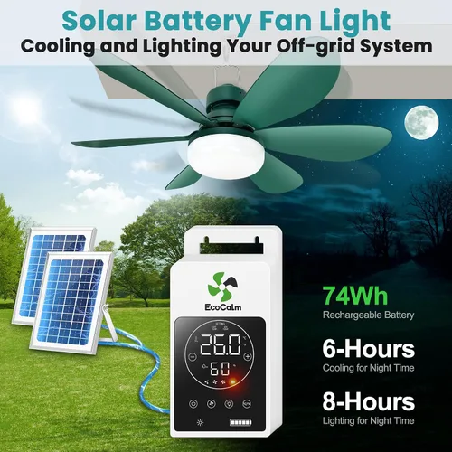Vista 5 de Ventilador de techo solar con termostato inteligente para Verde