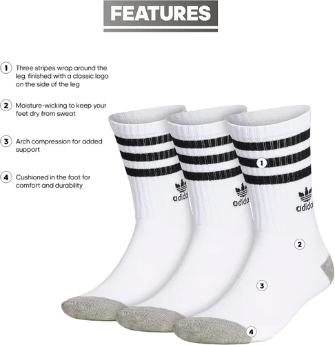 Vista 2 de adidas Originals Men's Mixed Graphics Cushioned Crew Socks (3-Pair)