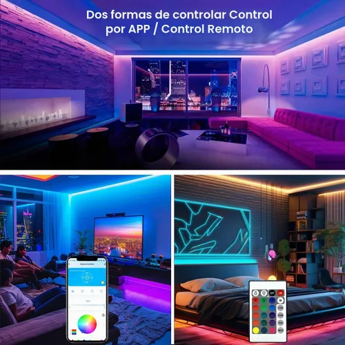 Vista 4 de dalattin Luces LED para Dormitorio 110 Pies (1 Rollo), Tiras de Luces LED Inteligentes con Control de Aplicación y Control Remoto, Tiras de Luz LED