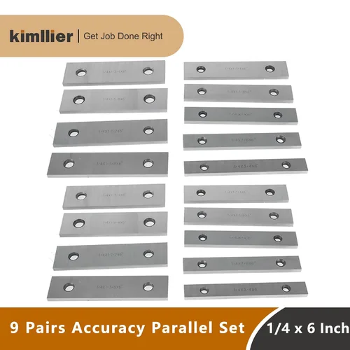Vista 2 de kimllier 9 pares de bloques de calibre de precisión de acero paralelo de 1/4 x 6 pulgadas