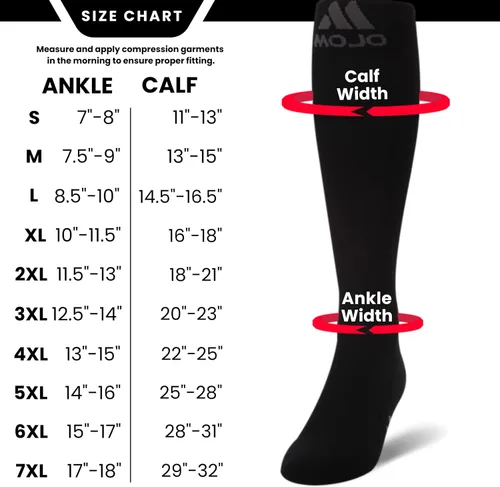 Vista 4 de Calcetines de compresión Mojo - Cómodo material Coolmax para recuperación y rendimiento. Calcetines de soporte médico - Soporte mediano, Medias