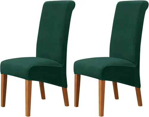 Vista 59 de Juego de 2 fundas de terciopelo para sillas de comedor, color beige, fundas elásticas para sillas de comedor y cocina, reutilizables, protector