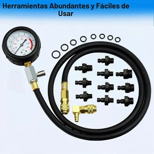 Vista 2 de JoyFans Herramienta probadora de presión de aceite, kit de medidor de presión de aceite de 0-140PSI para sistema de combustible, sensor mecánico