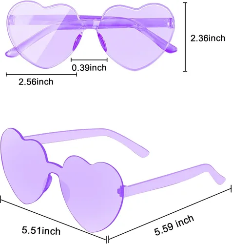 Vista 3 de AEAHALY Lentes de sol con forma de corazón blanco, verde, azul, morado, rosa, rojo, para mujer, con forma de corazón, a granel, para fiestas