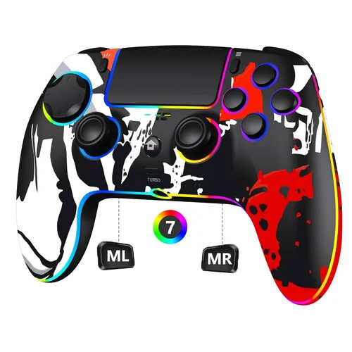 Vista 8 de SZDILONG Wireless Controller with 7 Colors RGB Light for P-S5 Pro/Slim,MAC,iOS,Steam,PC Windows/Android 10 and Above,Support