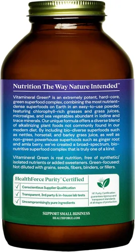 Vista 3 de HealthForce Nutritionals Vitamineral Green™ Suplemento en polvo- 10.6 oz