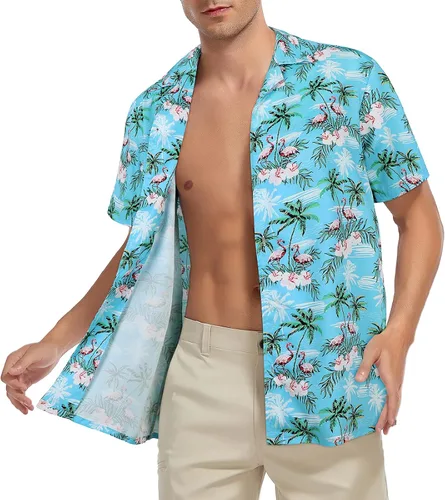 Vista 4 de American Trends Camisa hawaiana para hombre, camisas casuales de playa con botones, camisas tropicales de manga corta para hombre