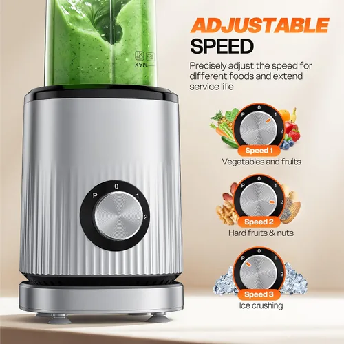 Vista 5 de Turelar Licuadora para licuados de frutas portátil para batidos y batidos para cocina con 2 vasos portátiles de 24 onzas y tapa extra, máquina