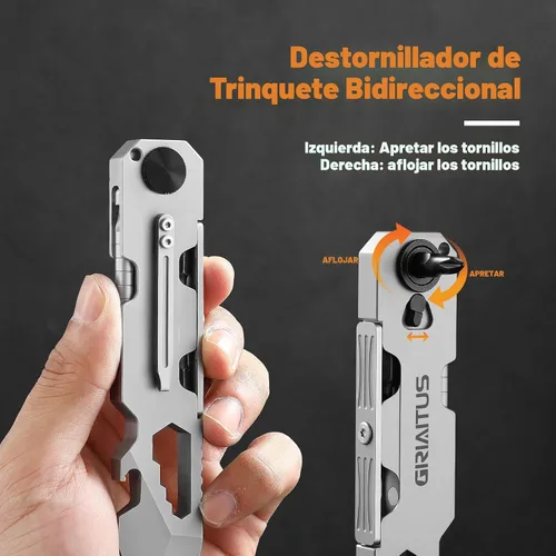 Vista 2 de Palanca EDC Multiherramienta con Destornillador de Trinquete Bidireccional y Bolígrafo Duradero, Llaves Inglesas, Palanca, Abrebotellas y Abrecajas