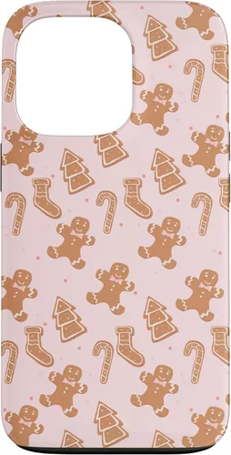 Vista 10 de iPhone 16 Pink Gingerbread Cookie Christmas with Polka Dots Case