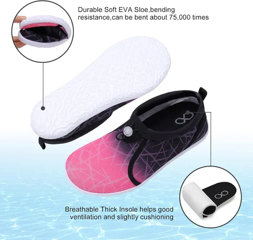 Vista 6 de XIHALOOK Zapatos de agua para mujeres y hombres de secado rápido con cordón para playa, natación, piscina, surf, deportes acuáticos