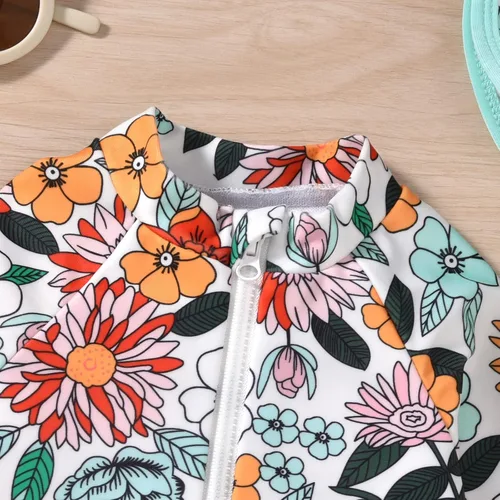 Vista 55 de Aalizzwell Traje de baño de una pieza de manga larga con sombrero para bebé niña