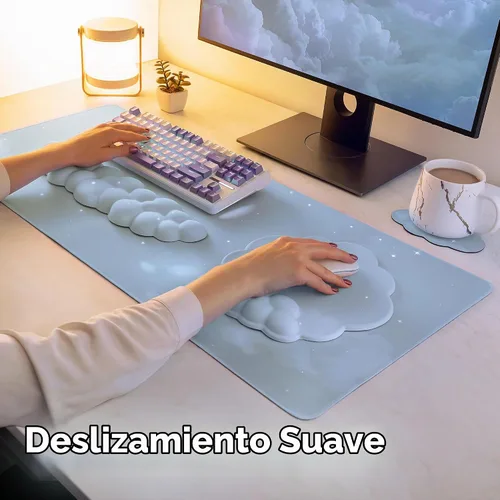 Vista 8 de Juego de Reposamuñecas para Teclado y Mouse de Calidad Premium en Forma de Nube – Accesorios de Escritorio Ergonómicos de Espuma Viscoelástica