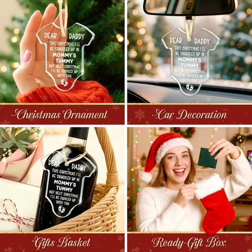Vista 7 de Regalos para papá que espera: regalo de revelación de Navidad para nuevos padres, promocionado a papá nuevo papá por primera vez, adorno de Navidad