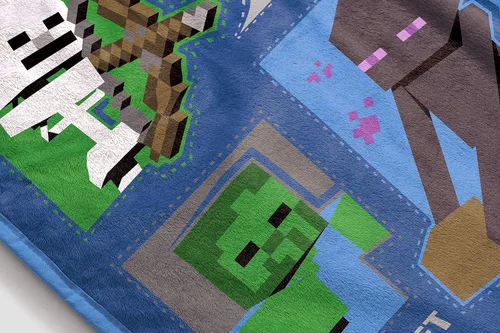 Vista 3 de Jay Franco Minecraft Icons - Manta de 62 x 90 pulgadas, ropa de cama para niños con Creeper, Enderman, Zombie y Skeleton, forro polar súper suave