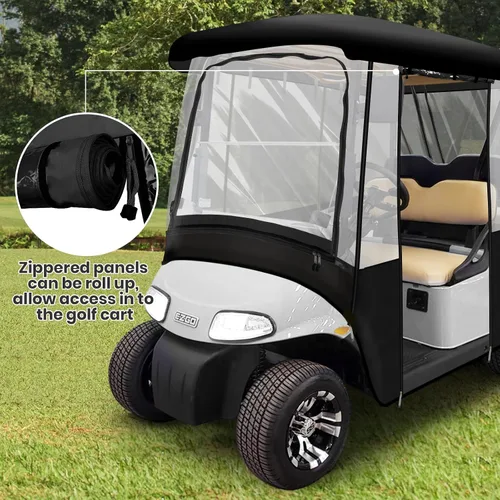 Vista 6 de Leader Accessories Recinto de conducción de golf para 2 + 2 personas, cubierta de carrito de golf para pasajeros de techo corto para 2 personas Negro