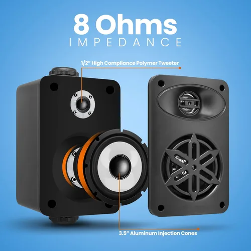 Vista 6 de PYLE Altavoces al Aire Libre - Altavoces Impermeables de Grado Marino, Montaje Universal, Construcción de ABS Resistente - Uso en Barco, Patio, Negro