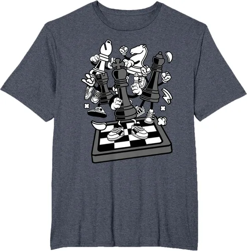 Vista 75 de Figura cómica Camiseta de tablero de ajedrez jugador de ajedrez Azul Marino