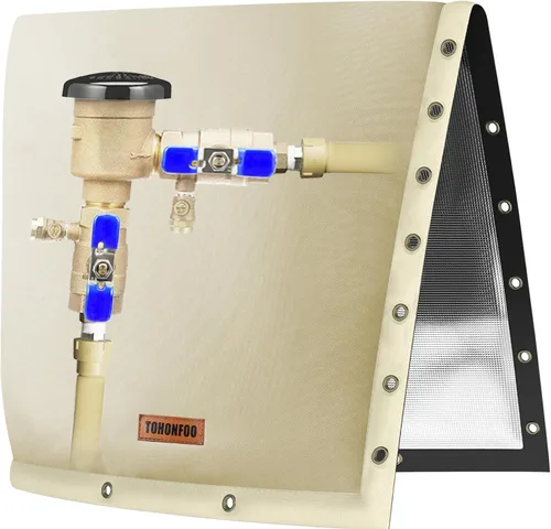 Vista 10 de TOHONFOO - Cubierta de tubería para prevención de reflujo abierto de 2 vías, 16 pulgadas de ancho x 20 pulgadas de alto, beige