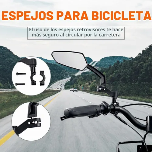 Vista 2 de Addmotor Espejos de bicicleta, 1 par de montaje para manillar de espejo de bicicleta, espejo giratorio ajustable de 360°, HD, espejo retrovisor