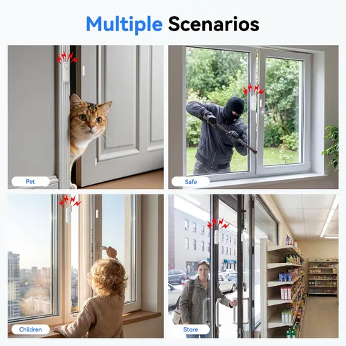Vista 7 de TECKNET Alarmas de puerta cuando se abre, alarma con sensor de puerta inteligente WiFi de 2.4 G y timbre, alertas de aplicación, alarmas de puerta