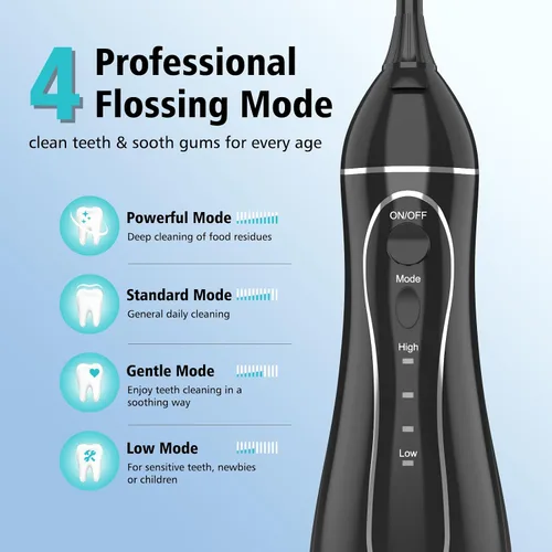 Vista 2 de Aetiovek Leominor - Hilo dental portátil para agua, 10.14 fl oz. irrigador oral actualizado con tanque removible, IPX7 resistente al agua, limpiador