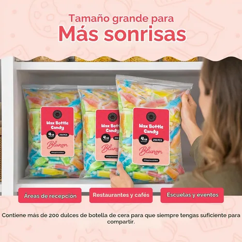 Vista 7 de Caramelo de botella de cera – Bebida retro a granel de 4 libras – Caramelo nostálgico de la vieja escuela – 210 piezas