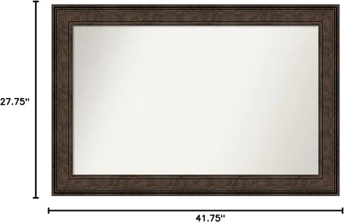 Vista 141 de Amanti Art Espejo de pared personalizado no biselado (25 x 25 pulgadas), marco de bronce acentuado, varios tamaños personalizados, espejo de baño