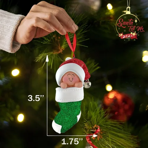 Vista 3 de Adorno personalizado para la primera Navidad del bebé 2025, recuerdo de Navidad para niña o niño, adorno personalizado para recién nacido, mi