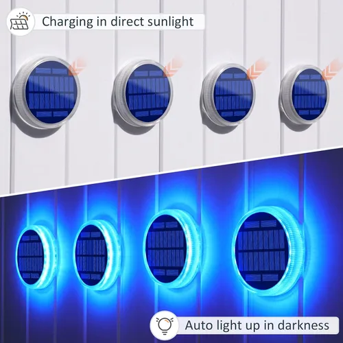 Vista 2 de Luces solares para cubierta al aire libre, impermeables, luces de paso al aire libre, panel solar, luces solares ABS anti-presión, luces solares Azul