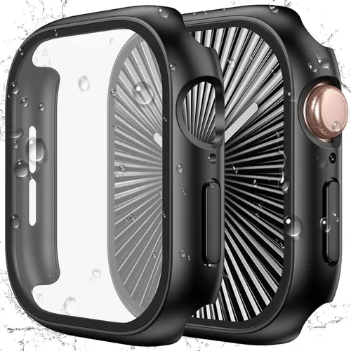 Vista 23 de YIJDACASE - Juego de 2 estuches impermeables para protector de pantalla de Apple Watch Series 10 Series 11 (2025) 46mm con vidrio templado
