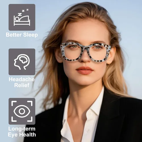 Vista 5 de Oprah Style - Lentes de lectura para mujer, de gran tamaño, con bloqueo de luz azul, para lectura de computadora con bisagra de resorte
