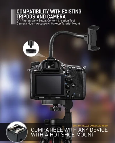 Vista 6 de KHC1417 Soporte de teléfono para anillo de luz, cuello de cisne de 9 pulgadas, soporte para zapata caliente Ring Light Phone Mount, Camera Hot