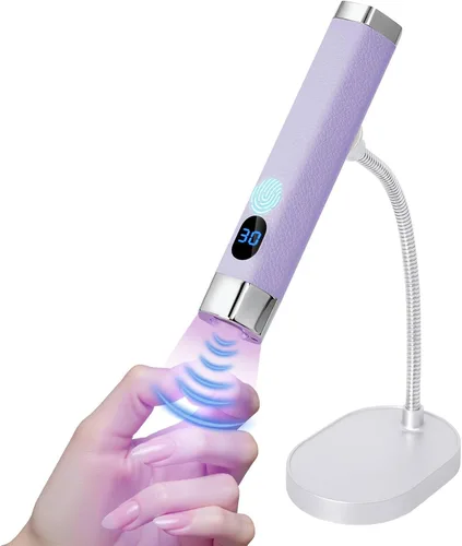 Vista 9 de Mini lámpara de uñas UV de mano, luz de curación flash portátil con soporte magnético mejorado y sensor inteligente, secador de uñas recargable