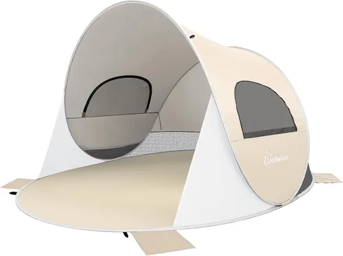 Vista 15 de WolfWise carpa para playa desplegable fácil de armar con FPS 50+, brinda sombra y protección al instante Azul