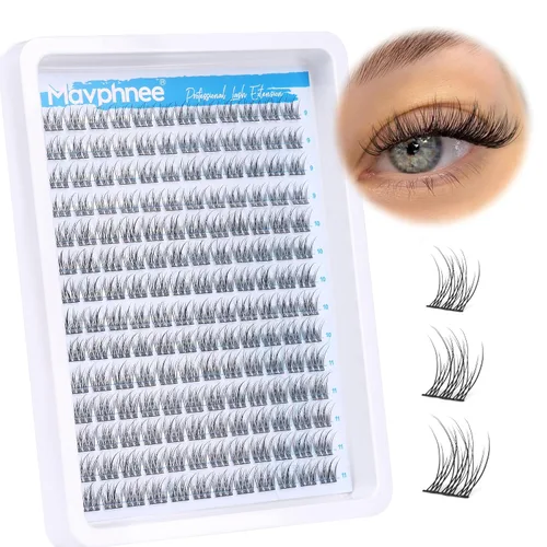 Vista 22 de Extensiones de pestañas en racimo naturales DIY, extensiones de pestañas en racimo con curva C, extensiones de pestañas en racimo para ojo de gato