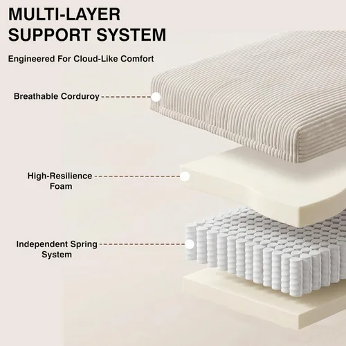 Vista 3 de THSUPER Sofás seccionales sin hueso de pana de 134 pulgadas en forma de U de gran tamaño para sala de estar con diván doble, cómodo sofá de asiento