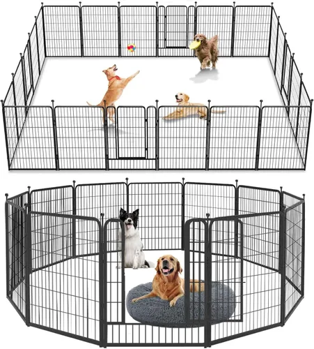 Vista 20 de Corralito para perros, 40 pulgadas, 8 paneles, valla para perros al aire libre, resistente, corral para perros grandes, medianos y pequeños, corral
