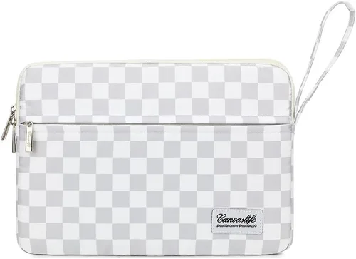 Vista 14 de Canvaslife - Funda de lona para laptop de 13 pulgadas con patrón de cuadros negros y bolsillo de 13 y 13.3 pulgadas