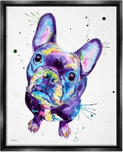 Vista 9 de Stupell Industries Giclée de perro de tono morado de bulldog francés, diseño de Jen Seeley
