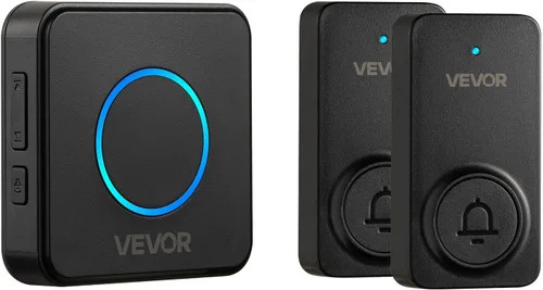 Vista 9 de VEVOR Kit de timbre inalámbrico, IP54 resistente al agua con rangos de hasta 1000 pies, 5 volúmenes ajustables, 48 tonos de llamada, fácil