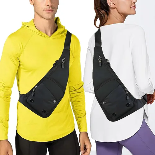 Vista 2 de Tealots Bolso bandolera delgado con bolsillo personal, bolso de hombro casual, mochila ligera, bolsa de pecho para viajes, senderismo