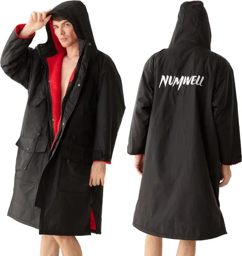 Vista 6 de Parka de natación impermeable cálida para adultos, bata cambiadora con capucha de gran tamaño, poncho de invierno de felpa para deportes acuáticos