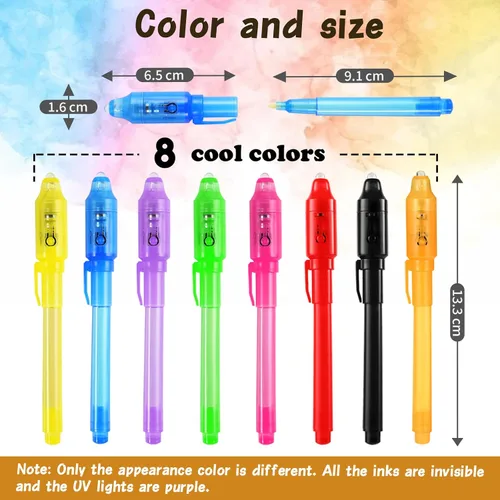 Vista 3 de 16 bolígrafos mágicos de tinta invisible para niños, recuerdos mágicos de fiesta, bolígrafo de tinta invisible para escribir mensajes secretos