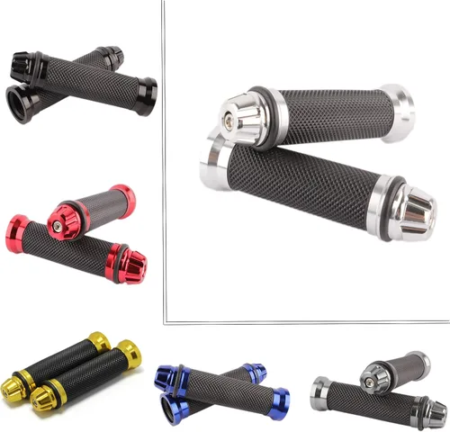 Vista 8 de Motorcycle 7/8" CNC Hand Grips Aluminum Rubber Gel Handlebar for Sport Bike(Red)
