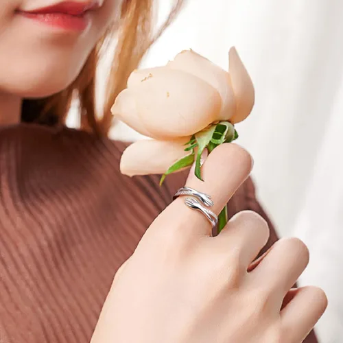 Vista 2 de Hug Ring, S925 Sterling Silver Hug Rings for Women Girl, Hugging Hand Open Promise Ring, Mothers Day Valentine's Day Birthday Gifts